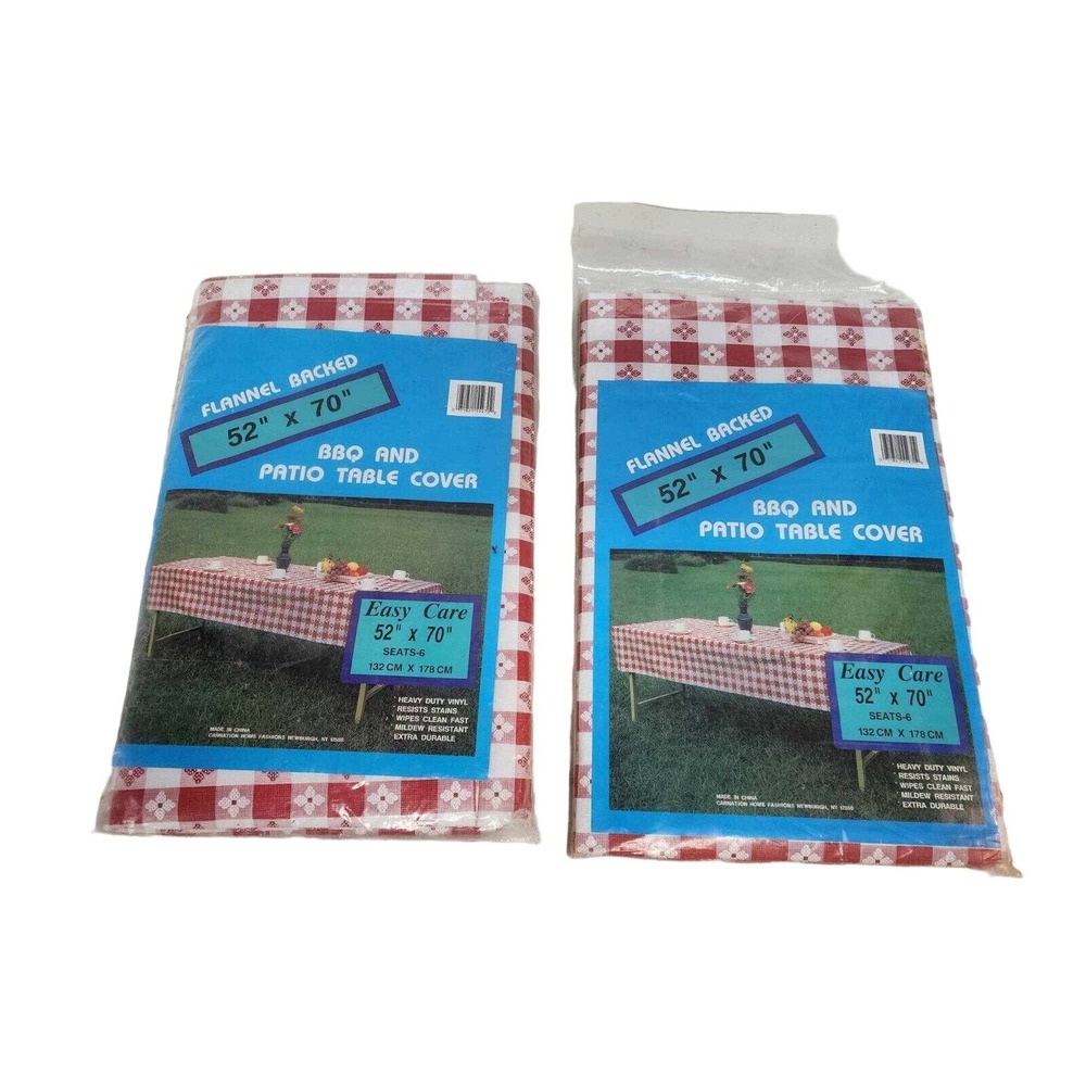 2x vinyl tablecloth 52x70 flannel backing Red And White Checkered